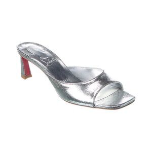 Christian Louboutin Condora 55 Leather Mule, Silver